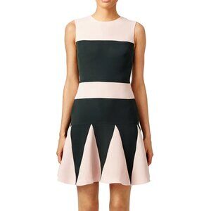 RAOUL hunter green pale pink Laila Godet colorblocked dress